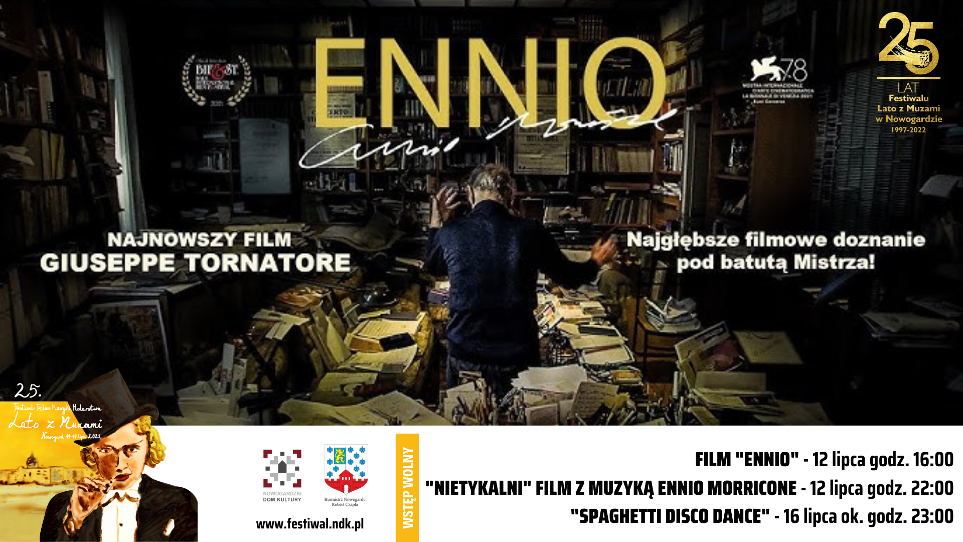 DRUGA ROCZNICA ŚMIERCI ENNIA MORRICONE. „ENNIO” I JEGO MUZYKA NA FESTIWALU „LATO Z MUZAMI”